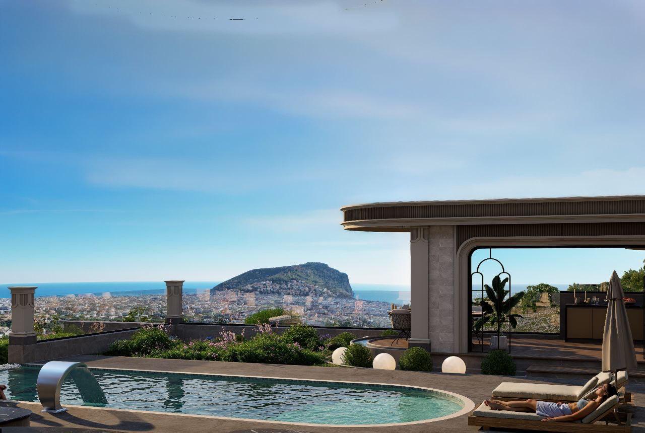 FLOW VILLAS – Alanya Tepe'de Deniz ve Kale Manzaralı 8+1 Lüks Villalar - 12