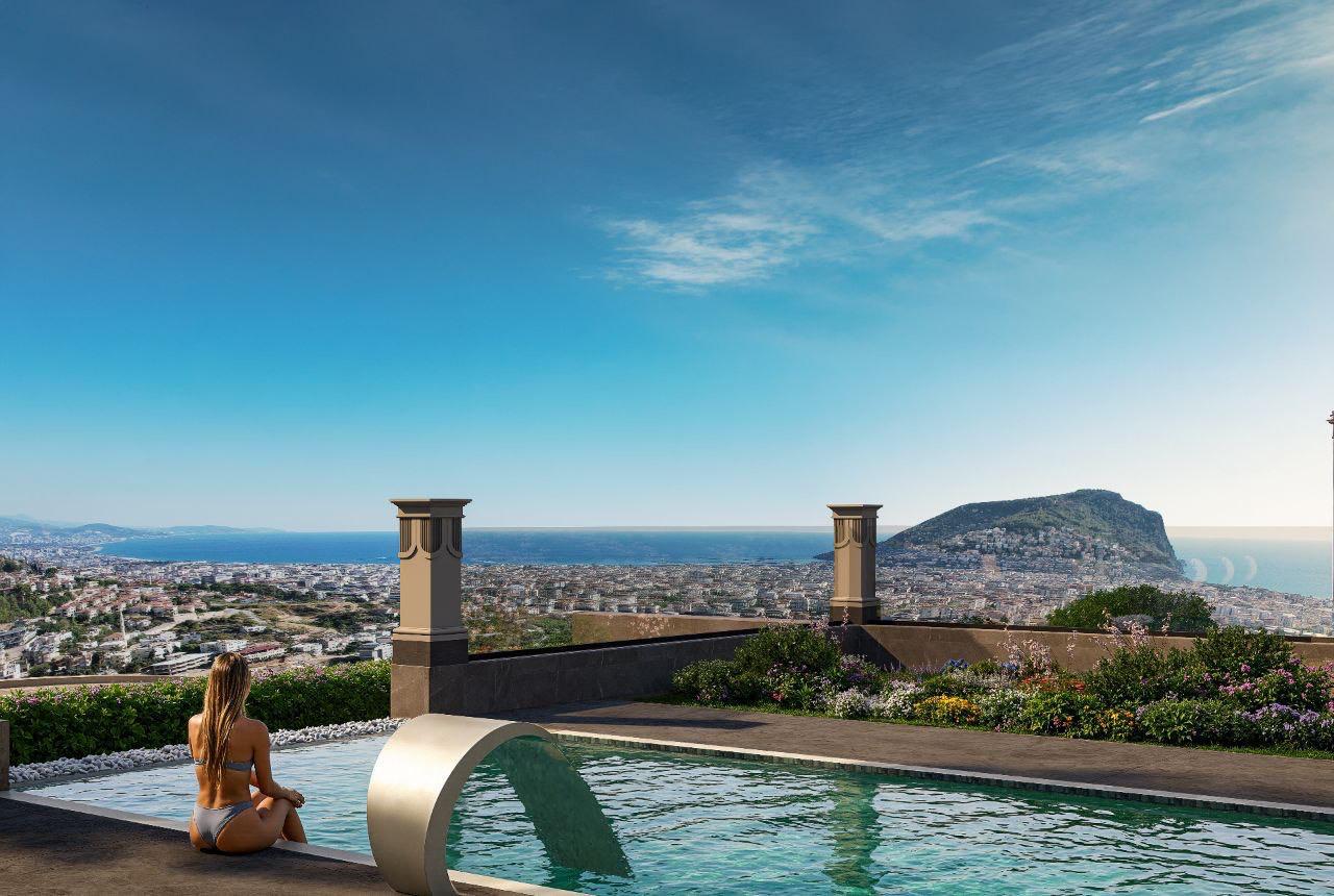 FLOW VILLAS – Alanya Tepe'de Deniz ve Kale Manzaralı 8+1 Lüks Villalar - 14