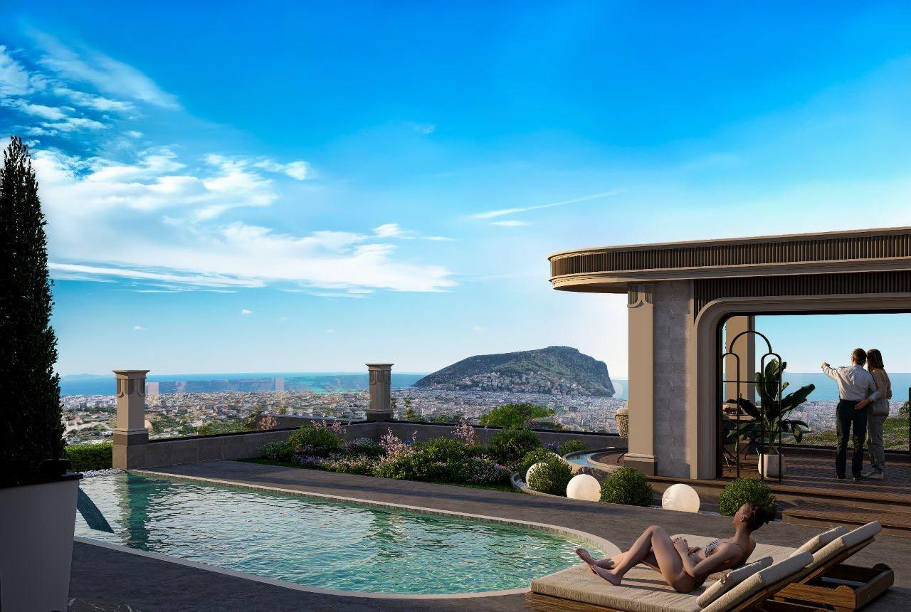 FLOW VILLAS – Alanya Tepe'de Deniz ve Kale Manzaralı 8+1 Lüks Villalar - 17